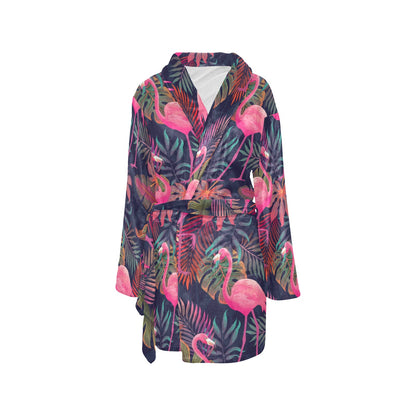 Flamingo Tropical Pattern Women's Fleece Robe