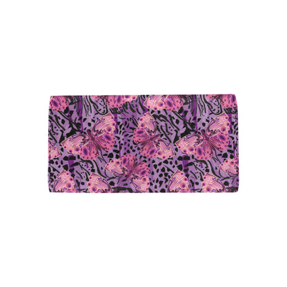 Purple Butterfly Leopard Women's Trifold Wallet