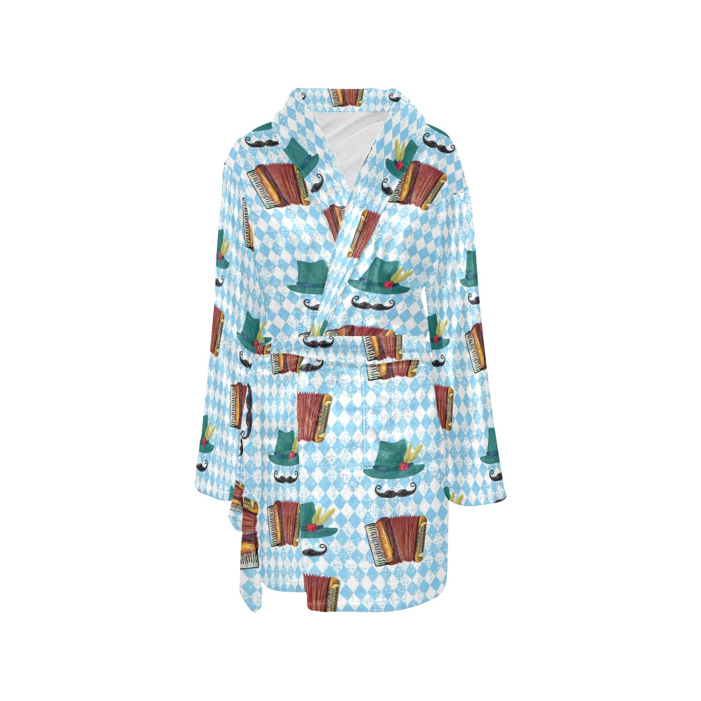 Accordion Mustache Pattern Print Design 01 Women's Fleece Robe