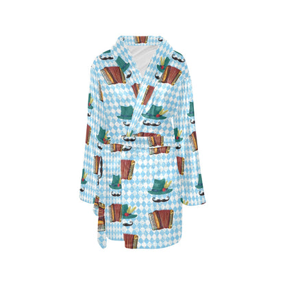 Accordion Mustache Pattern Print Design 01 Women's Fleece Robe