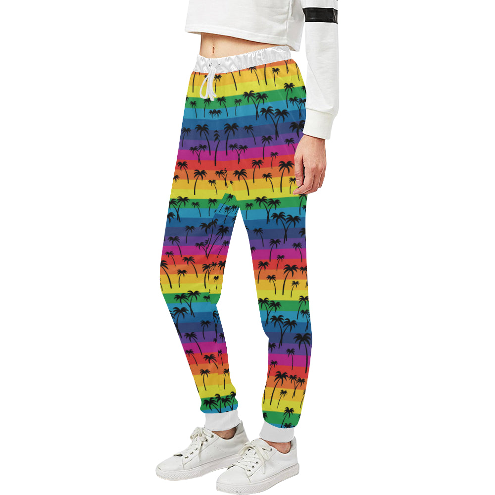 Palm Tree Rainbow Themed Print Unisex Sweatpants
