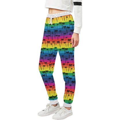 Palm Tree Rainbow Themed Print Unisex Sweatpants