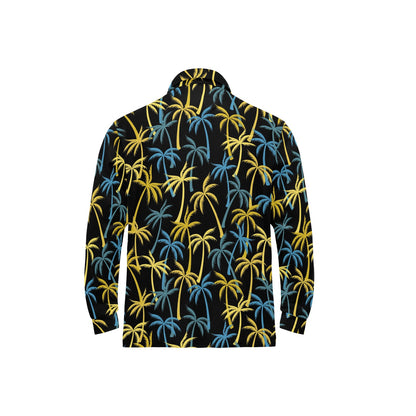 Palm Tree Pattern Long Sleeve Polo Shirt For Men's