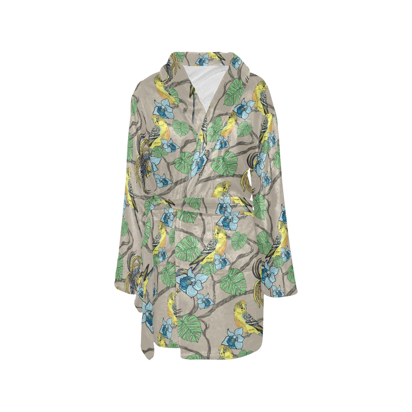 Parakeet Pattern Print Design A02 Women's Fleece Robe