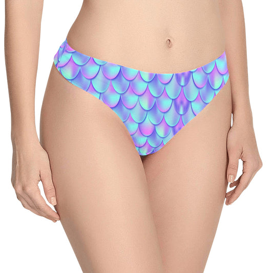 Mermaid Tail Design Print Pattern Women's Thongs