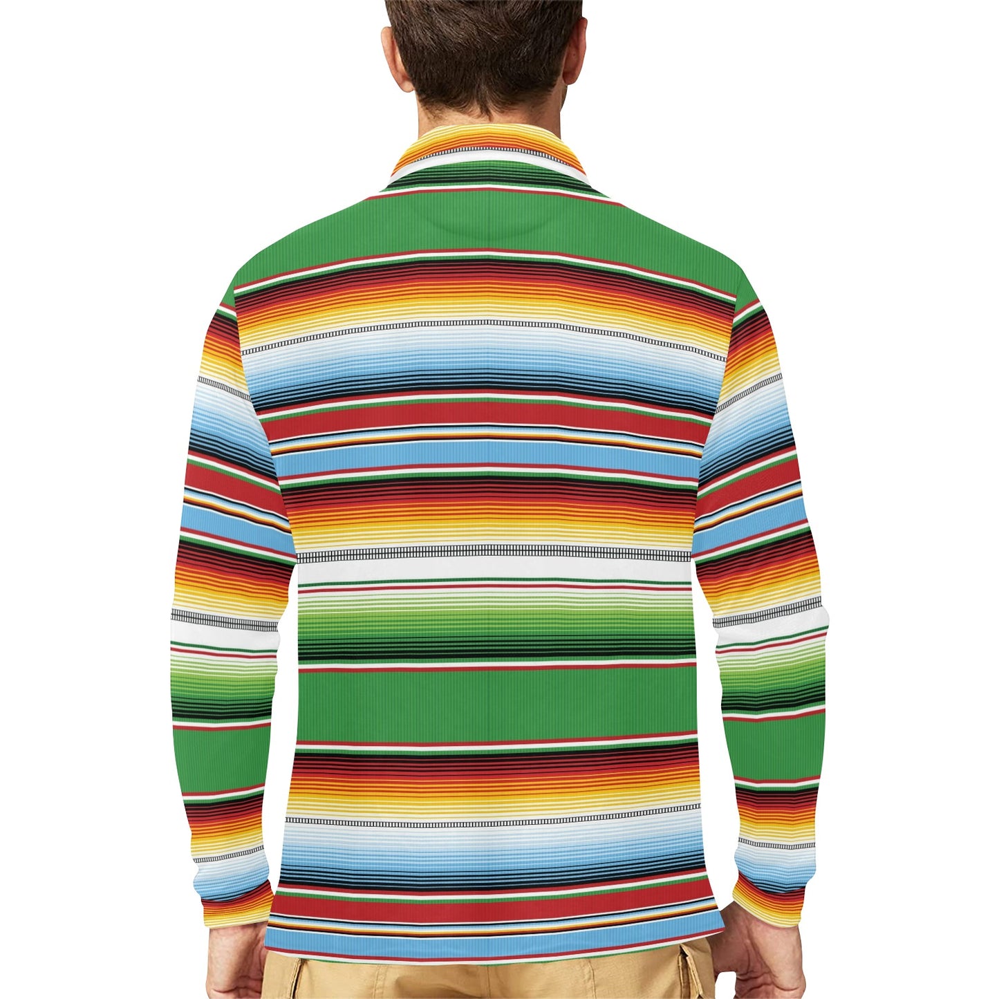 Serape Print Design LKS302 Long Sleeve Polo Shirt For Men's