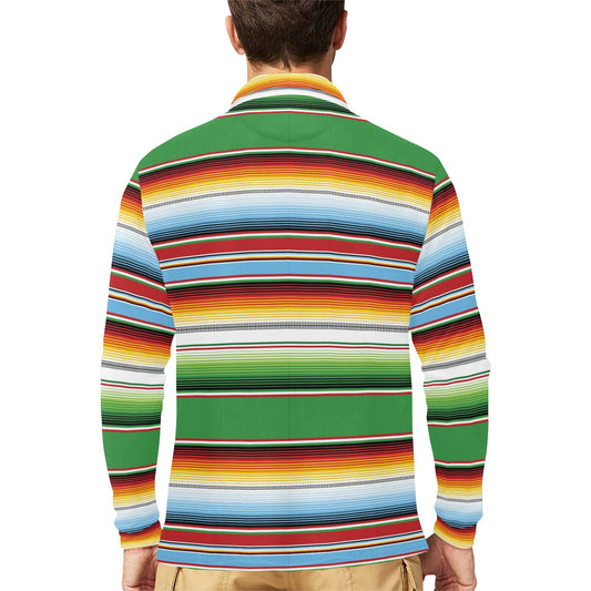 Serape Print Design LKS302 Long Sleeve Polo Shirt For Men's