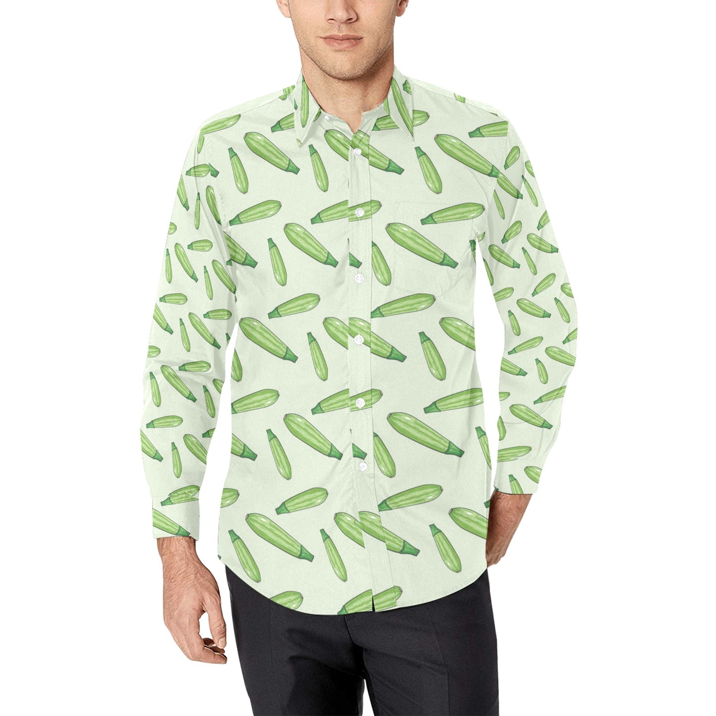 Zucchini Print Design LKS302 Men's Long Sleeve Dress Shirt