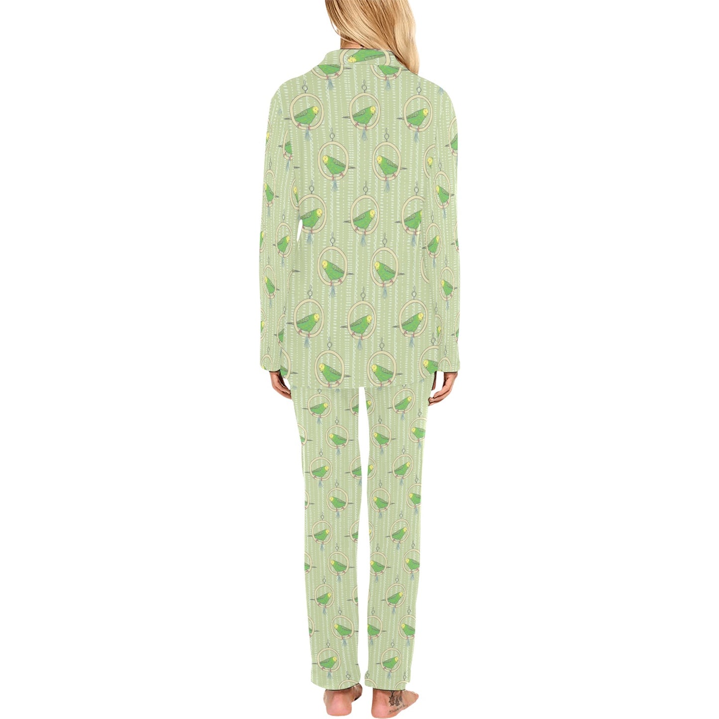 Budgerigar Pattern Print Design 02 Women's Long Pajama Set