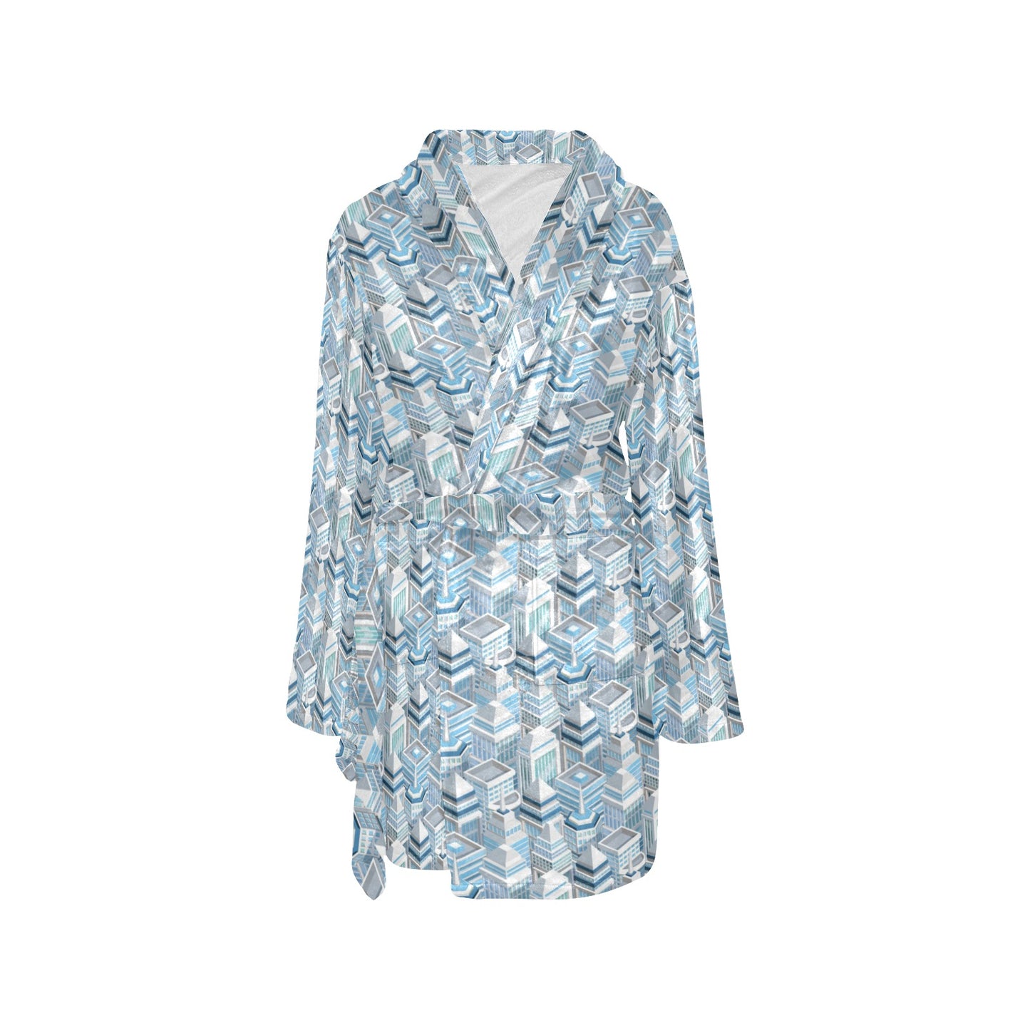 City Pattern Print Design 03 Women's Fleece Robe