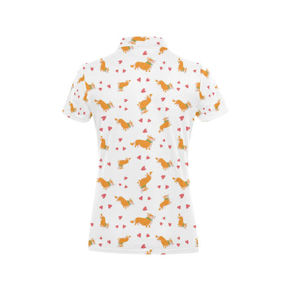 Cardigan Welsh Corgis Pattern Print Design 04 Women's Polo Shirt
