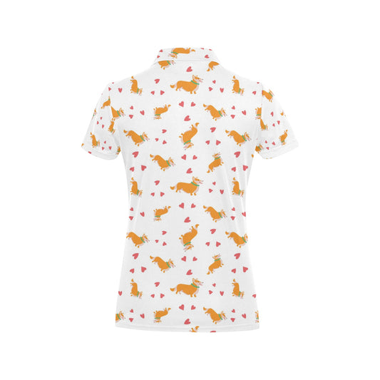Cardigan Welsh Corgis Pattern Print Design 04 Women's Polo Shirt