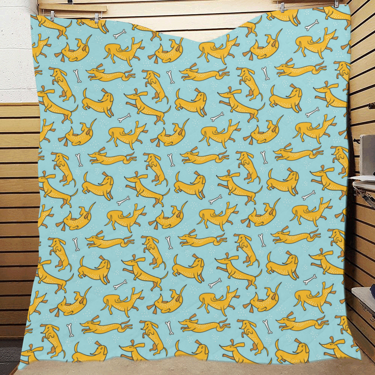 Dachshund Pattern Print Design 08 Premium Quilt