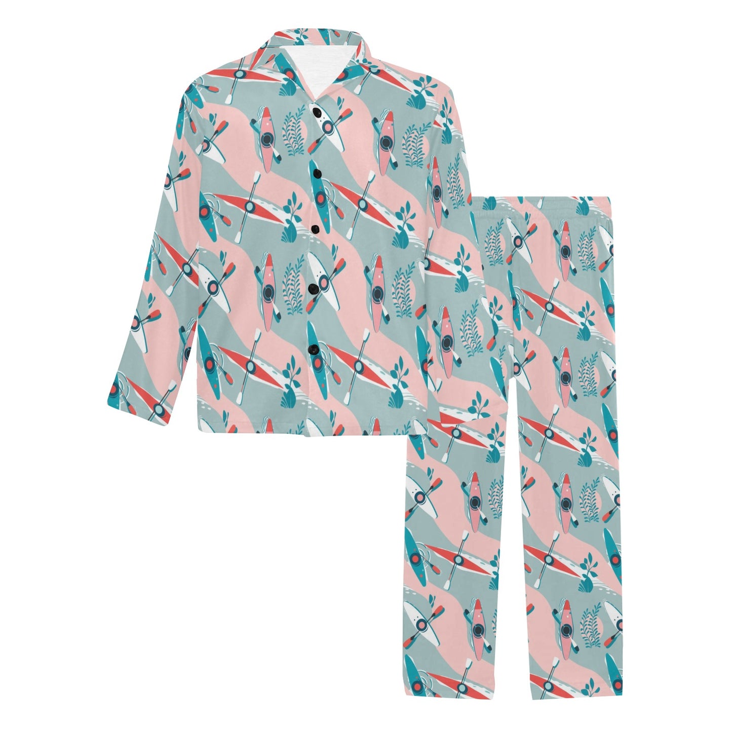 Kayak Pattern Print Design 05 Men's Long Pajama Set