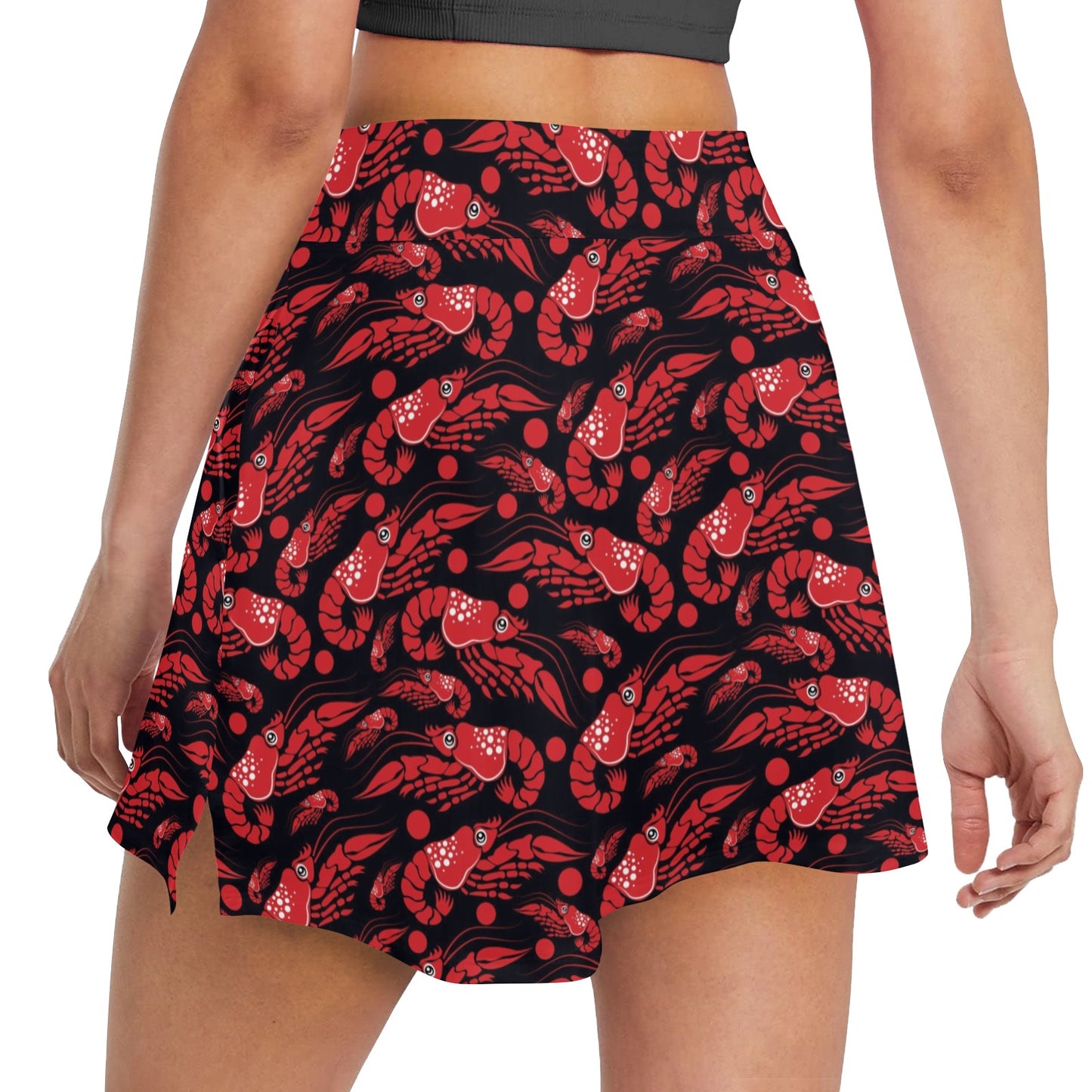 Shrimp Print Design LKS303 17" Golf & Pickleball Skort with Pockets