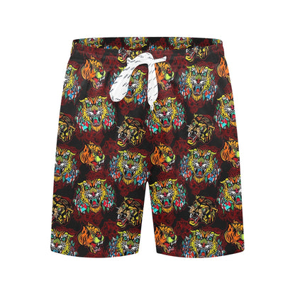 Tattoo Tiger Colorful Design Men's Swim Trunks Beach Shorts