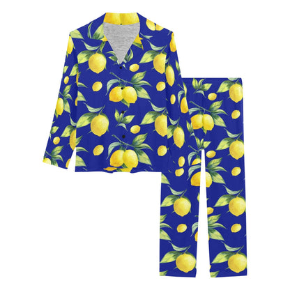 Lemon Pattern Print Design LM06 Women's Long Pajama Set