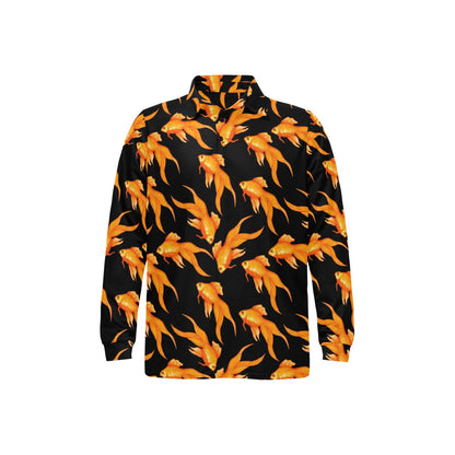 Goldfish Pattern Print Design 03 Long Sleeve Polo Shirt For Men's