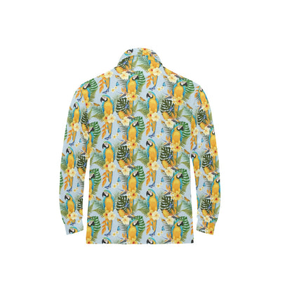 Parrot Pattern Print Design A04 Long Sleeve Polo Shirt For Men's