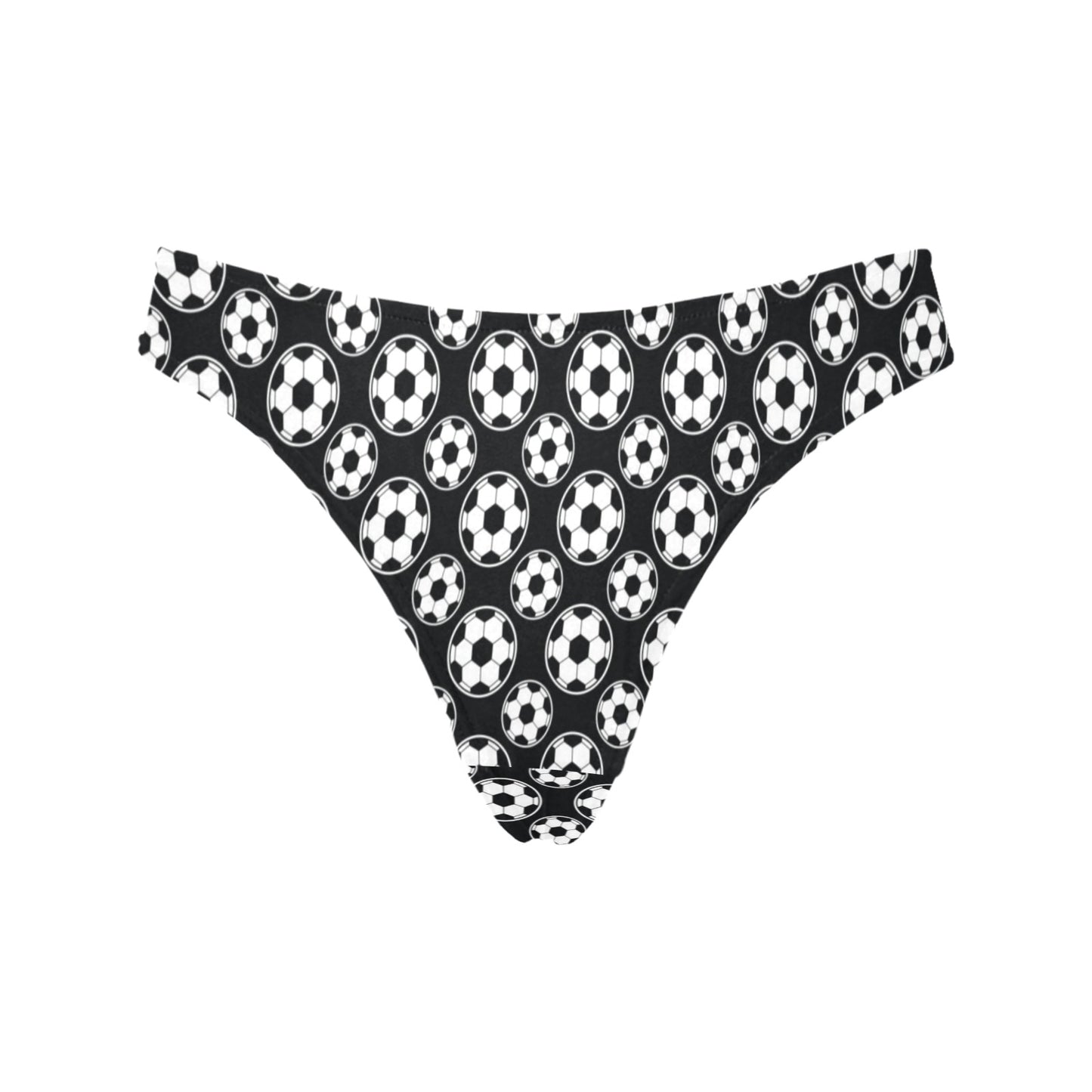 Soccer Ball Black Print Pattern Women's Thongs