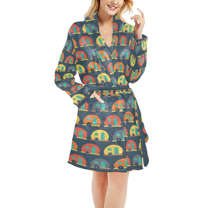 Camper Pattern Print Design 02 Women's Fleece Robe