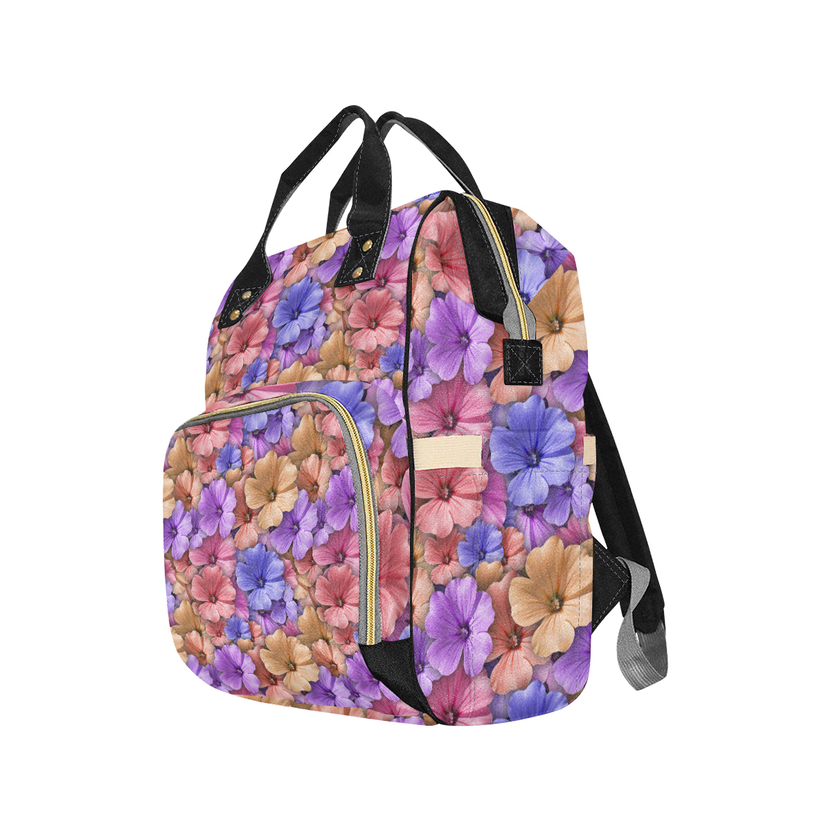 Colorful Geranium Pattern Diaper Bag Backpack