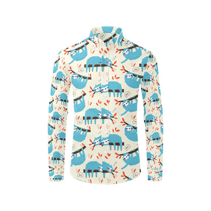 Sloth Print Design LKS3011 Men's Long Sleeve Dress Shirt