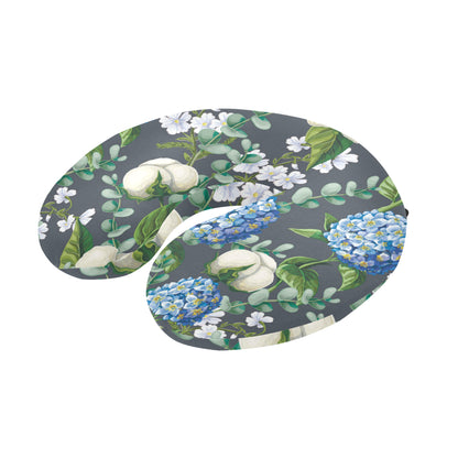 Hydrangea Pattern Print Design 02 U-Shaped Travel Neck Pillow