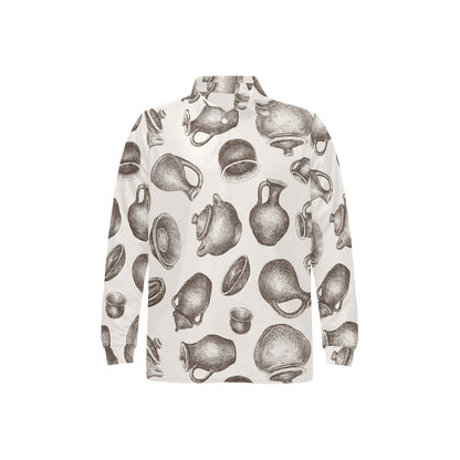 Pottery Pattern Print Design A01 Long Sleeve Polo Shirt For Men's
