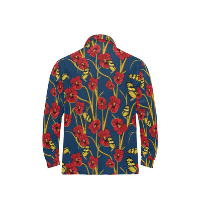Pansy Pattern Print Design A01 Long Sleeve Polo Shirt For Men's