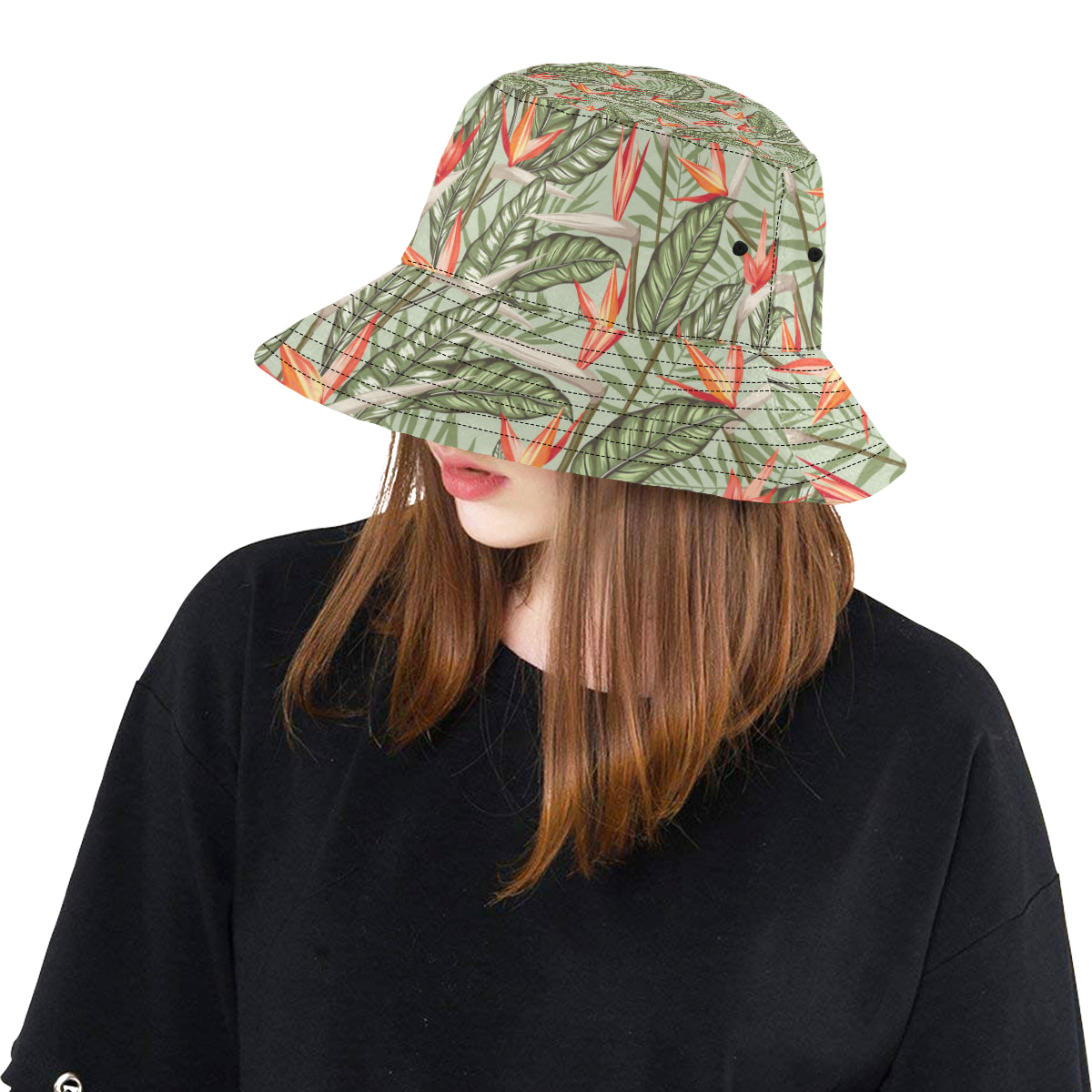 Bird Of Paradise Pattern Print Design BOP08 Unisex Bucket Hat