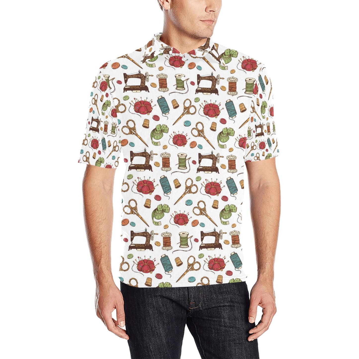 Sewing Equipment Print Design LKS304 Men Polo Shirt