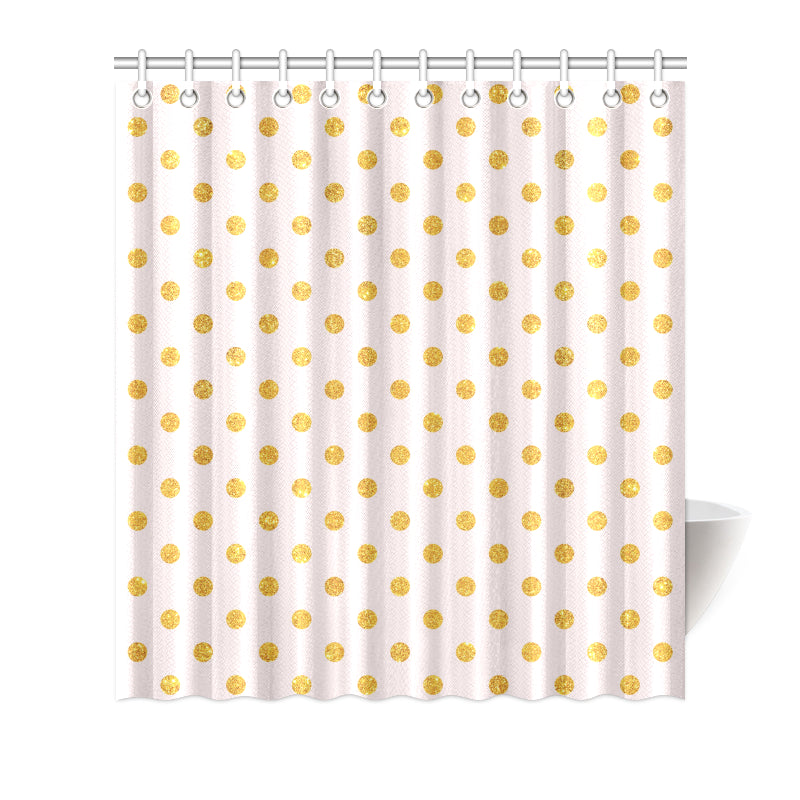 Polka Dot Gold Pink Pattern Print Design 01 Shower Curtain