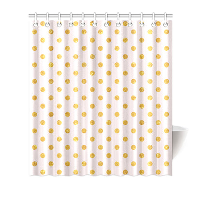 Polka Dot Gold Pink Pattern Print Design 01 Shower Curtain