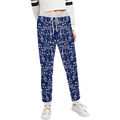 Music Note Blue Themed Print Unisex Sweatpants