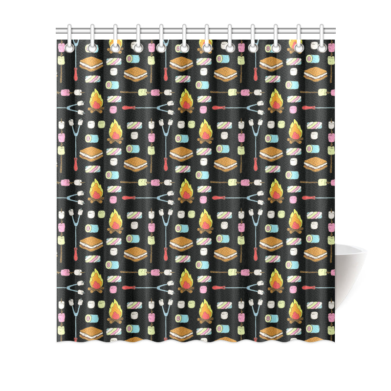 Camping Campfire Marshmallows Shower Curtain