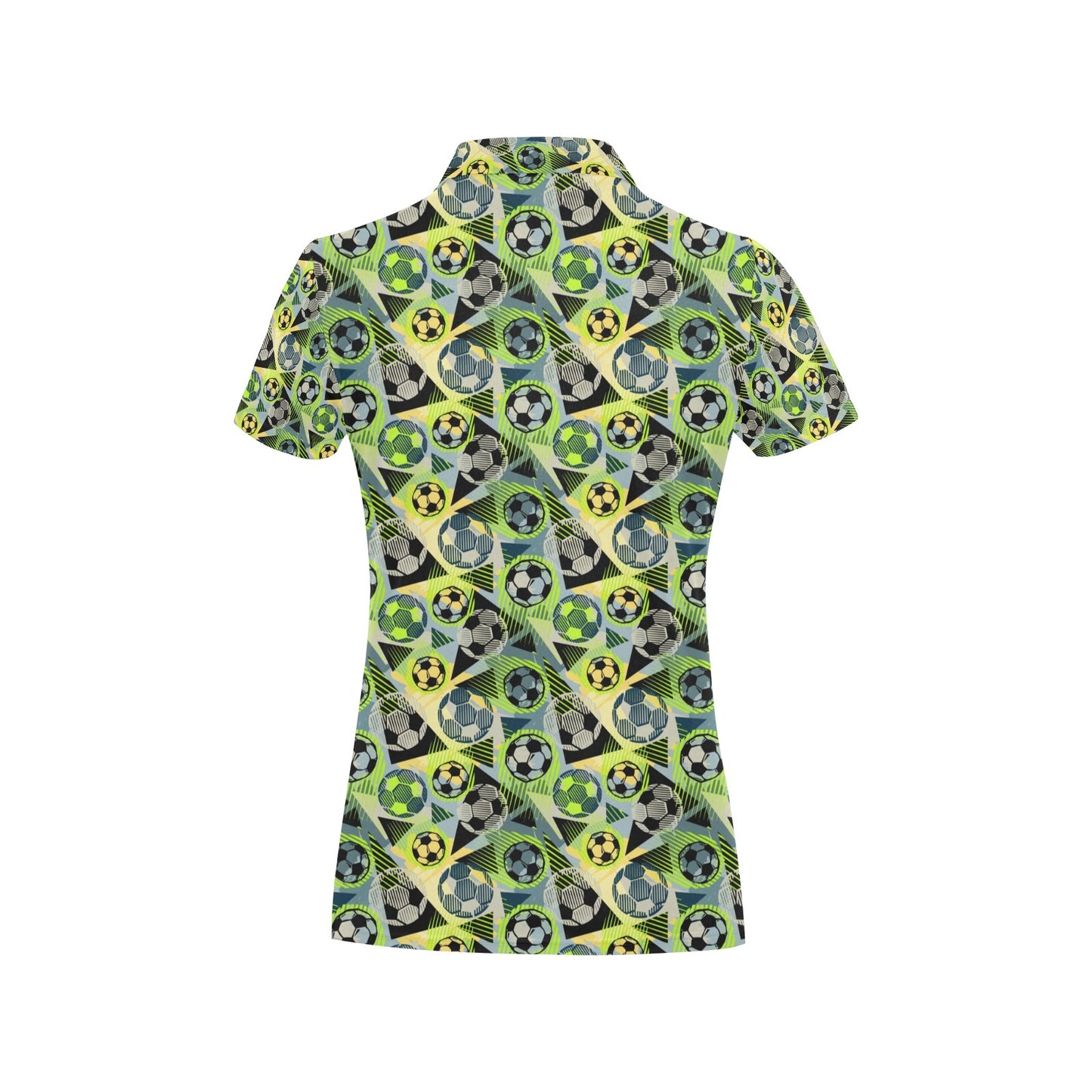 Soccer Ball Themed Print Pattern Women's Polo Shirt