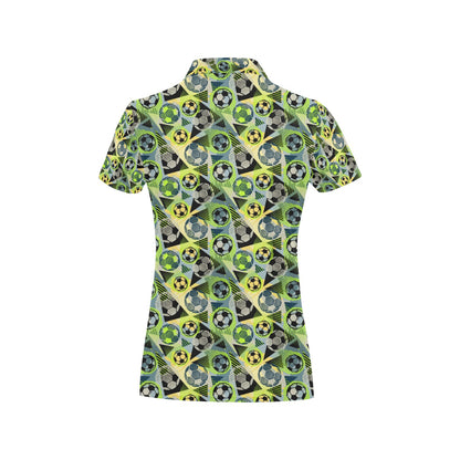 Soccer Ball Themed Print Pattern Women's Polo Shirt