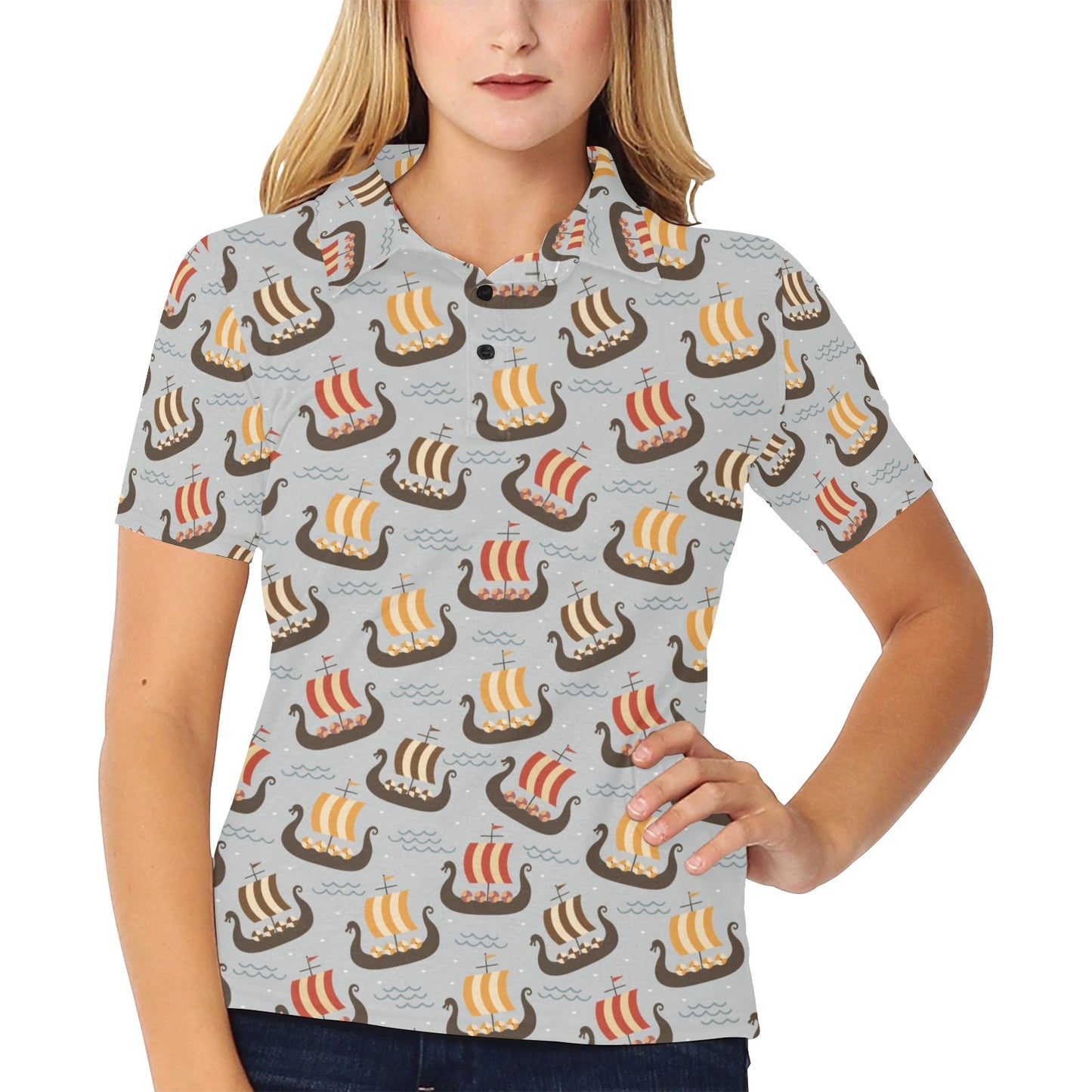 Vikings Print Design LKS308 Women's Polo Shirt
