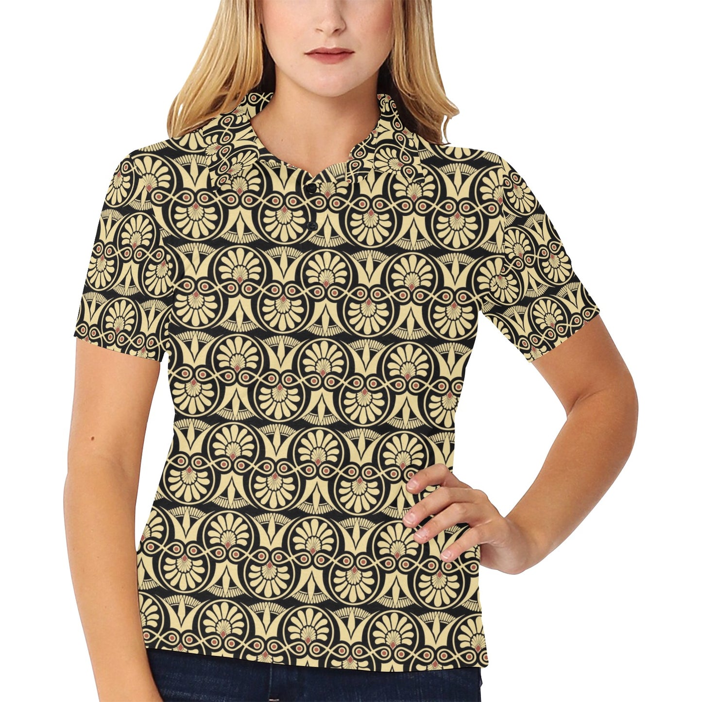 Ancient Greek Print Design LKS3014 Women's Polo Shirt