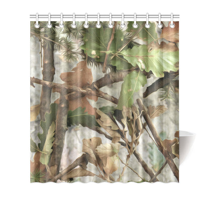 Camo Realistic Tree Forest Print Shower Curtain