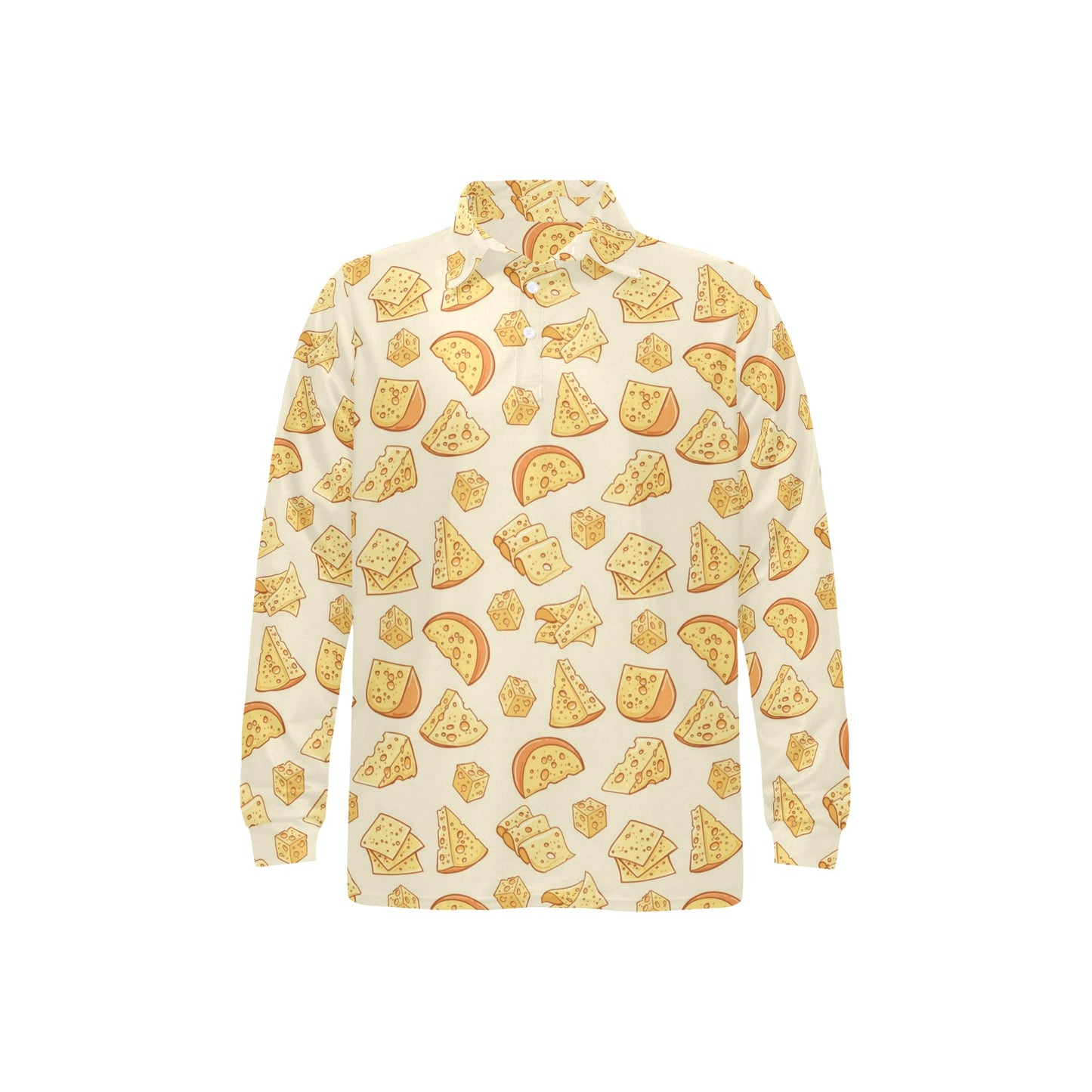 Cheese Pattern Print Design 01 Long Sleeve Polo Shirt For Men's