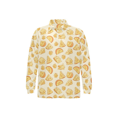 Cheese Pattern Print Design 01 Long Sleeve Polo Shirt For Men's