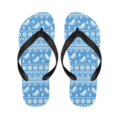 Ski Knit Pattern Print Design LKS302 Flip Flops
