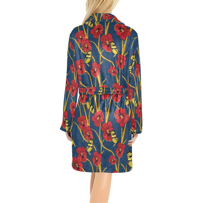 Pansy Pattern Print Design A01 Women's Fleece Robe