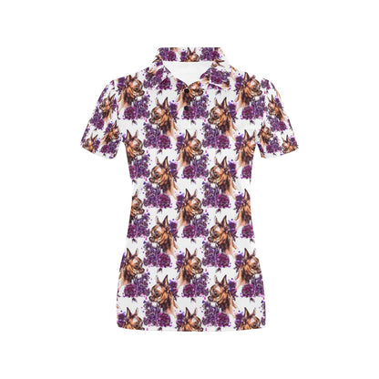 Chihuahua Purple Floral Women's Polo Shirt