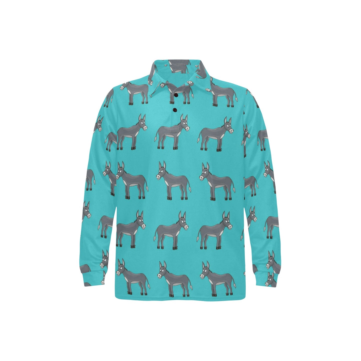 Donkey Pattern Print Design 01 Long Sleeve Polo Shirt For Men's