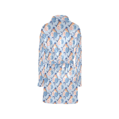 Bluebird Pattern Print Design 01 Women's Fleece Robe