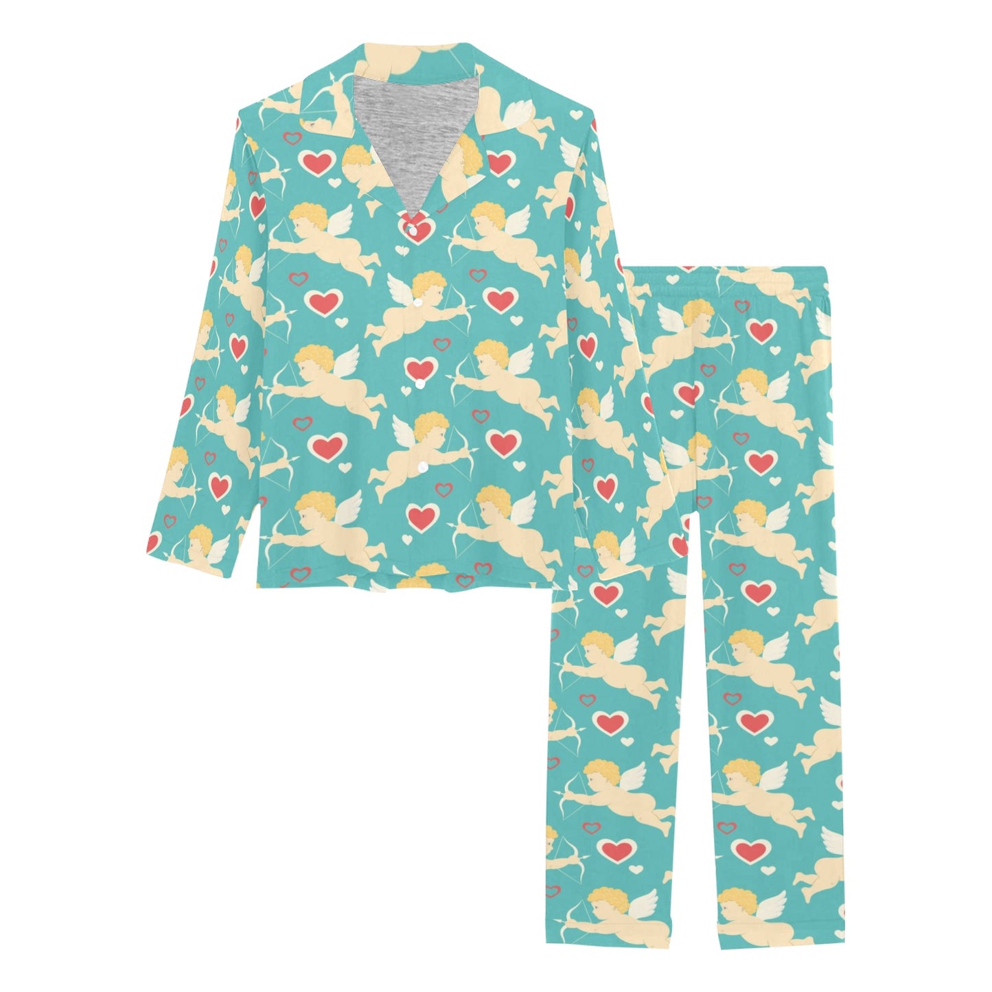 Cupid Pattern Print Design 01 Women's Long Pajama Set