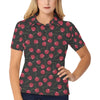 Cherry Black Background Women's Polo Shirt